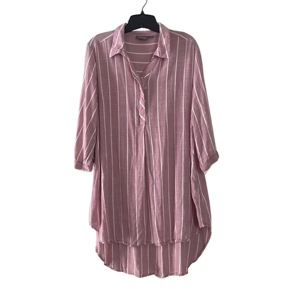 Beautiful Gia 100% Viscose Pink & White Striped Tunic - Size Medium - Picture 1 of 12